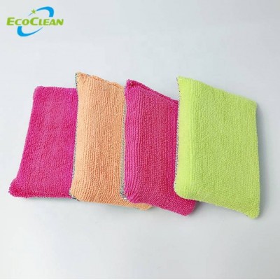 Ecoclean Factory Bsci Kitchen Multipurpose Silver Scrub Fiber And Microfiber Cloth Sponge Pad