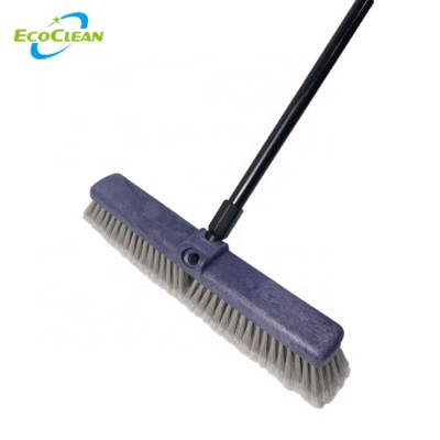 Ecoclean 18" Industrial Plastic Floor Washing Push Broom With Fine Bristle