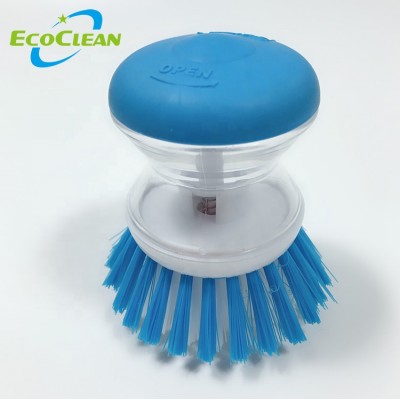 EcoClean Soap Dispensing Palm Brush for Pan Pot Dish Spoon Kitchen Cleaning Tool